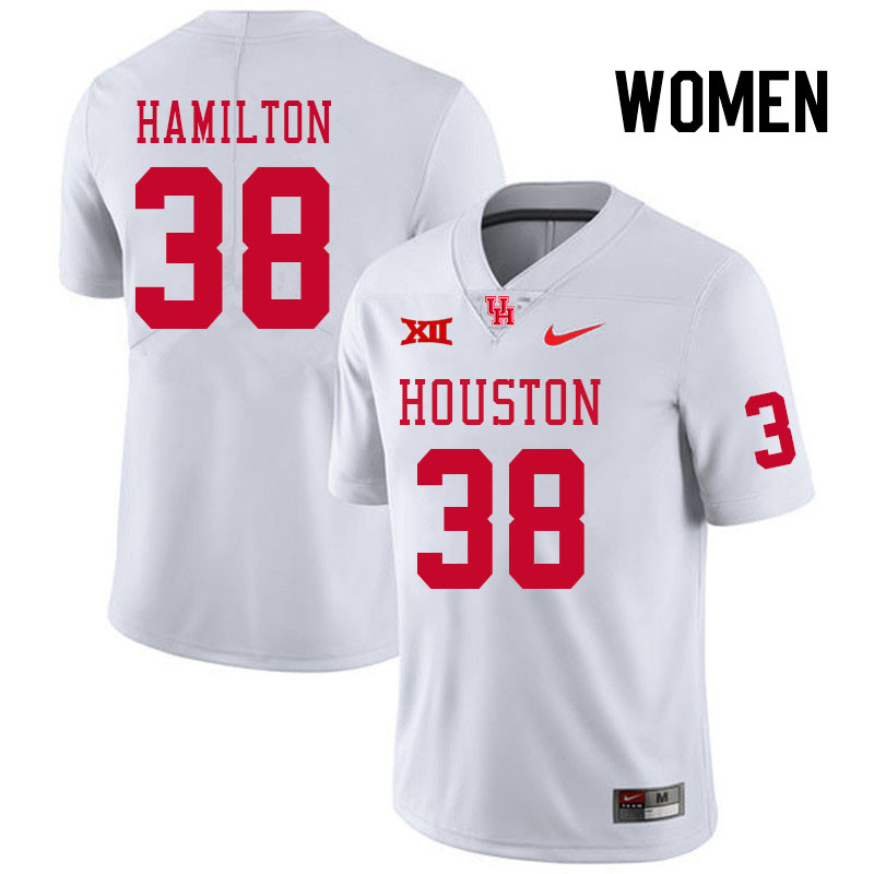Women #38 Cooper Hamilton Houston Cougars College Football Jerseys Stitched Sale-White